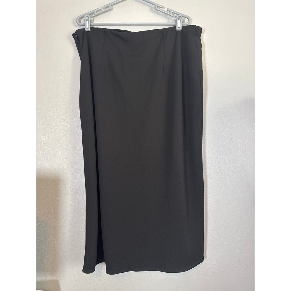 Abercrombie & Fitch Black Midi Skirt Womens XL Petites Career Skirt Minimalist - Picture 2 of 6